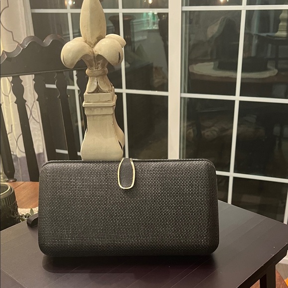 Banana Republic Handbags - Banana Republic Elegant Black Clutch with Gold Accent